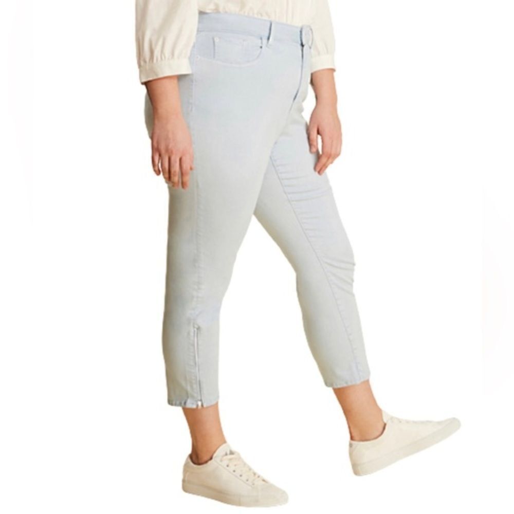 Warp+ Weft Light-wash Skydive  Straight crop Denim Jeans. With side zippers.
